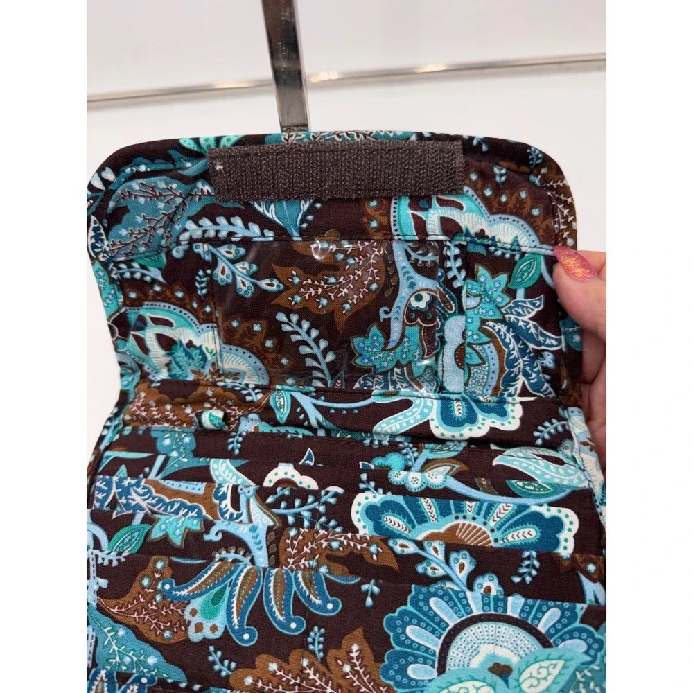 Vera Bradley Night and Day Quilted Cotton Trifold Wallet Retired Java Teal - Picture 3 of 7